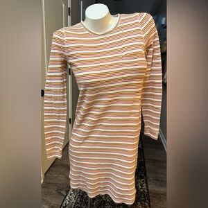 Women’s Madewell Long Sleeve Striped Pocket T Shirt Dress Sz XXS XS